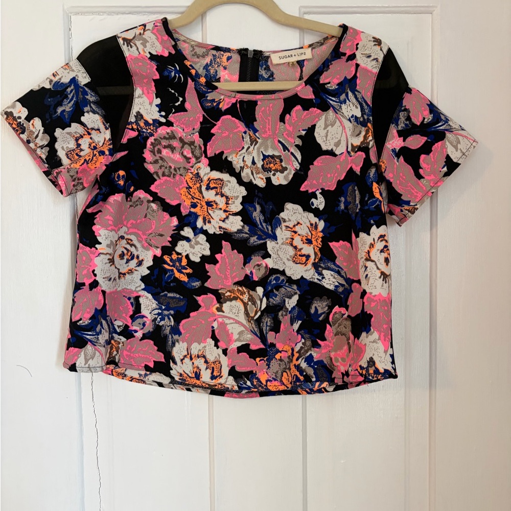 Sugarlips Women's Floral Top - Pink and Blue